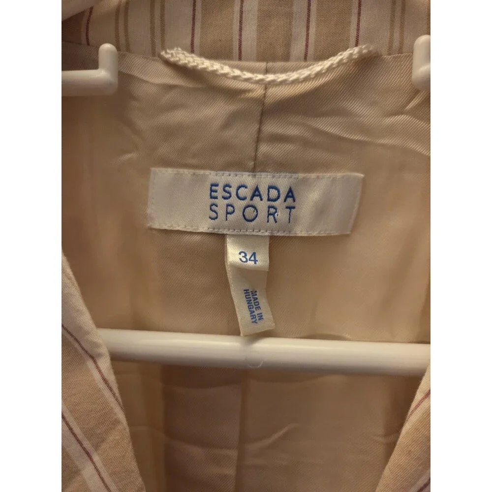 Escada Sport Blazer Cotton Pockets Striped Floral Women's 34 / XS Spring Career - Picture 3 of 10